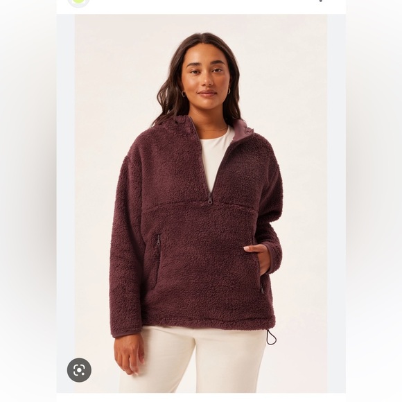 🌸NWT Girlfriend Collective Raisin Recycled Plush Hooded Jacket - Picture 2 of 12